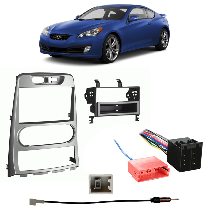 Fits Hyundai Genesis Coupe 10-12 w/ Manual Climate DDIN Radio Harness Dash Kit 