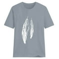 thumbnail image 4 of tklpehg Womens Short Sleeve Tops Summer Comfy Crew Neck Ladies Tops T Shirts Fashion Feather Print Graphic Tee Shirts Leisure Loose Workout Tops Blouses (#A01-Gray,XL), 4 of 5
