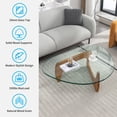 thumbnail image 3 of MUZZ Triangle Glass Coffee Table Vintage Glass End Table, Solid Wood Base and Triangle Clear Glass Top Modern End Table for Living Room/Study(12mm,Walnut), 3 of 6