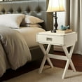 thumbnail image 2 of Hassch 1-Drawer End Table with Flush Pull & Metal Corner Accent, Square Side Table for Bedroom or Living Room (White), 2 of 10
