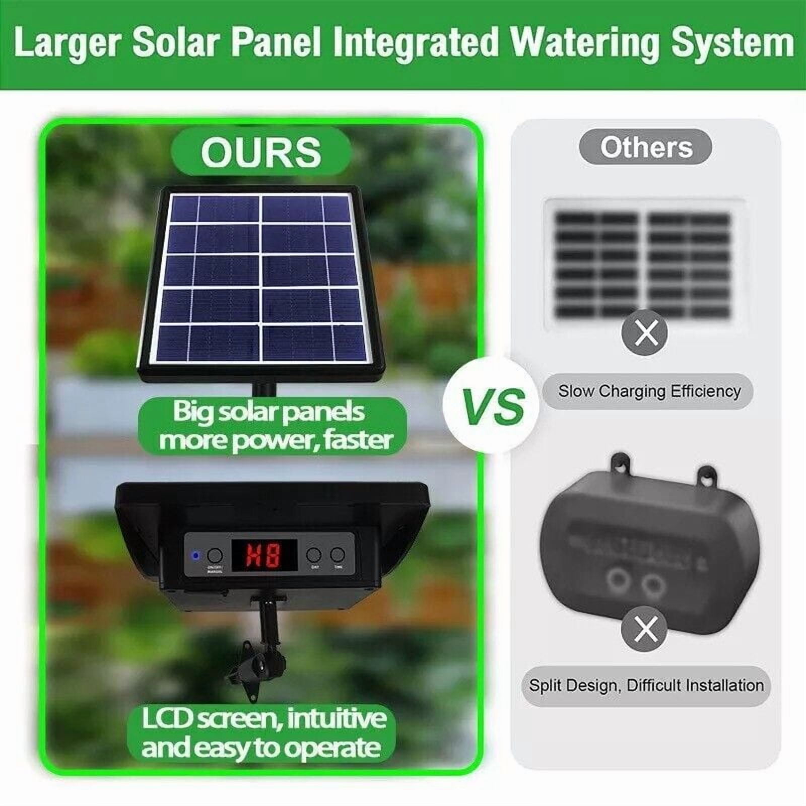 50FT Solar Drip Irrigation Kit, Auto Watering System for 15 Pots, Indoor/Outdoor Automatic Watering Timer for Holidays, Balconies, Flower Pots, Plants