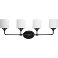 thumbnail image 5 of Lynzie Collection Four-Light Matte Black Etched Opal Glass Modern Bath Vanity Light, 5 of 11