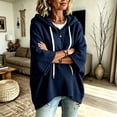 thumbnail image 5 of Lumtrix Women's Oversized 3/4 Sleeve Sweatshirt Loose Fit Drawstring Shirt Lightweight Casual Fall Outwear Navy M, 5 of 5