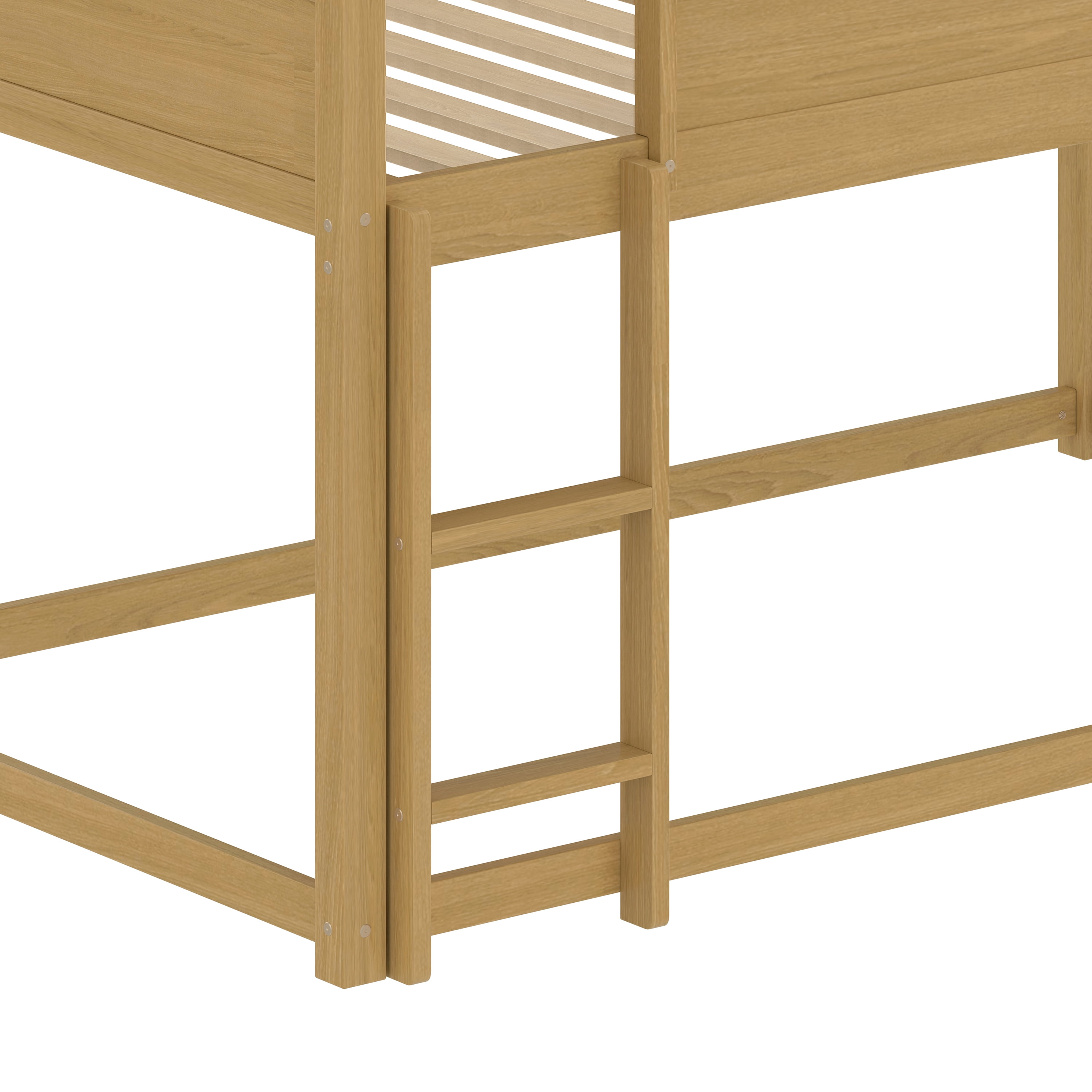 Miniyam Wood Twin Over Twin House Bunk Bed with Slide & Guardrail for Kids, Natural