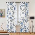 thumbnail image 2 of Blue Floral Birds Kitchen Curtains 84 Inch Length, Farmhouse Flowers Pastoral Grommet Top Bedroom Living Room Curtains, Light Filtering Cafe Curtain Drapes 2 Panels Set 84''x84'', 2 of 9