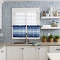 thumbnail image 6 of Half Window Curtain 36 Inches Long, Navy Blue Ombre Window Treatment Curtain Drapes, Gradient Navy Blue Woods Farmhouse Small Tier Curtains for Bathroom Over Sink, 27.5"x36", 2 Panels, 6 of 7