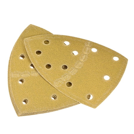 

Uxcell 11 Holes Triangle Sandpaper 120 Grits (P120) Fine Abrasive 6-Inch Aluminum Oxide Sanding Sheets 5pcs
