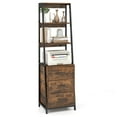 thumbnail image 1 of Gymax Ladder Bookshelf Tall Bookcase w/ 3 Open Shelves Printer Stand 3 Storage Drawers Brown, 1 of 10