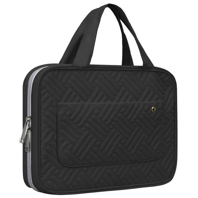Bolsas de aseo para hombres y mujeres, bolsas de maquillaje de viaje impermeables de gran capacidad con ganchos, bolsas de almacenamiento de cosméticos para accesorios de 4 paneles
