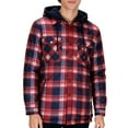 thumbnail image 1 of Men's Checkered Print Fleece Hooded Jacket, Button Pocket Fake Two-Piece Long Sleeve Coat for Winter, 1 of 6