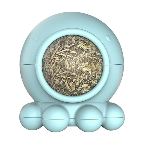 Catnip Ball Comestible Yuyangstore Juguete para Gato Lamiendo Bola de hierba gatera giratorio Azul