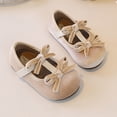 thumbnail image 5 of SYMSHOES Girls Suede Mary Jane Flat Shoes with Bow T-Strap, Beige Dress Party Shoes for Kids Little Kids,Size 12.5, 5 of 6