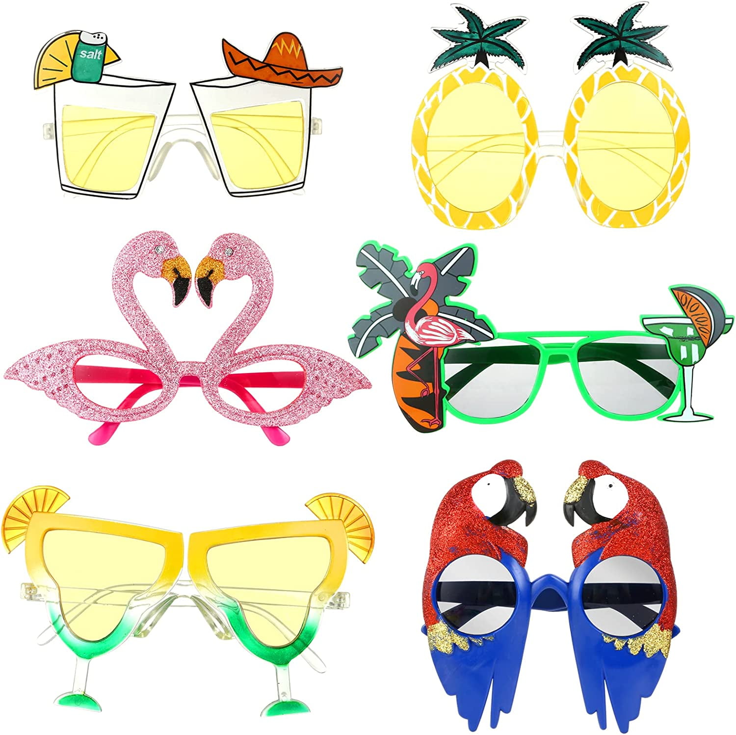 Naler 6 Pairs Hawaiian Party Sunglasses Luau Sunglasses Hawaii Party