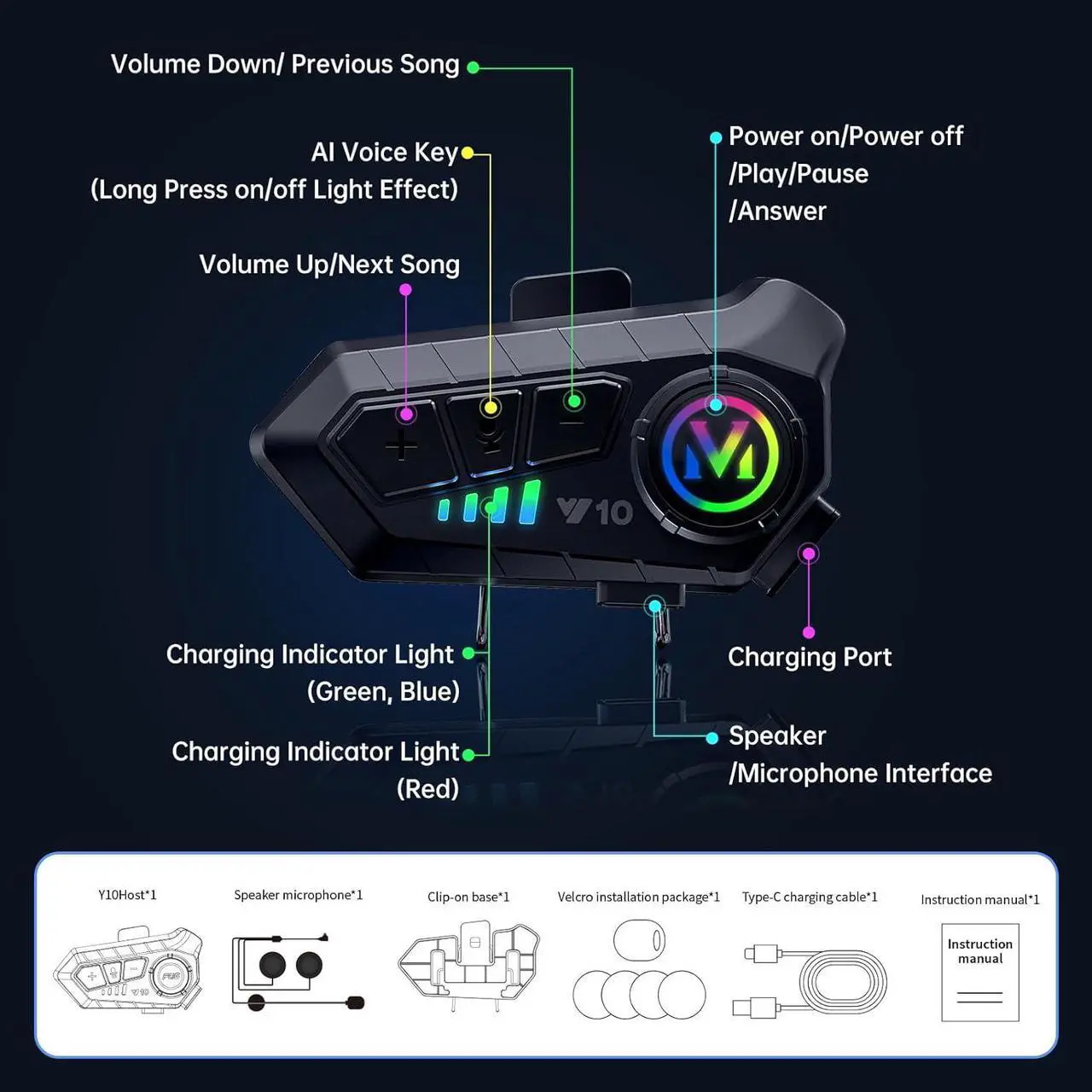 Motorcycle Bluetooth Headset Speaker Skiing Earphone Waterproof Bluetooth Helmet Headset with Noise Cancellation Ultra-Thin Wireless Bluetooth Headphones for All Helmets