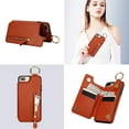 thumbnail image 3 of for iPhone 7 / 8 / SE 2020 / SE 2022 Wallet Case【RFID Blocking】 with Card Holder Cash Pocket Zipper Bills Slot, Soft PU Leather Magnetic Back Folio Kickstand, Finger Ring Holder Hook Case, Brown, 3 of 9