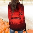 thumbnail image 3 of WTOBBY Women's Halloween Bat Pumpkin Print Cardigan Jacket Fashion Casual Long Sleeve Mid-Length Cover Up Top Lightweight Open Front Outerwear,Vermilion 2XL, 3 of 4