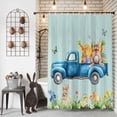 thumbnail image 3 of Easter Shower Curtain Bunny Truck Shower Curtains for Bathroom Decor, Waterproof Polyester Shower Curtain Set with Hooks, Small Stall 36" x 72" Easter Eggs Rabbit Spring Wood Grain, 3 of 9