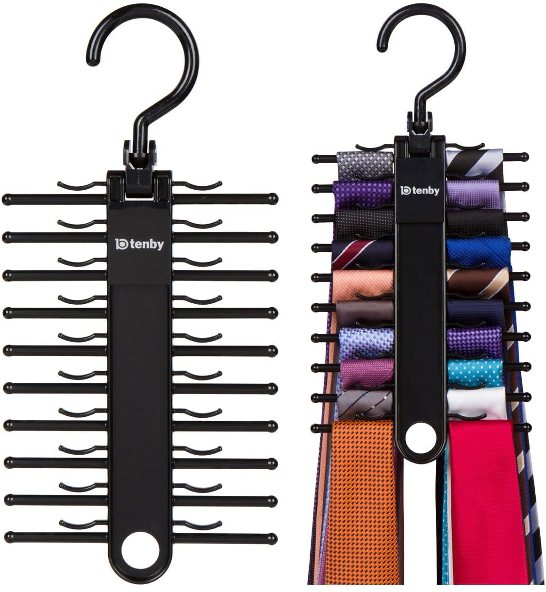 Tenby Living 2-pack Black Tie Rack Organizer Hanger Holder Synchkg099781 for sale online 