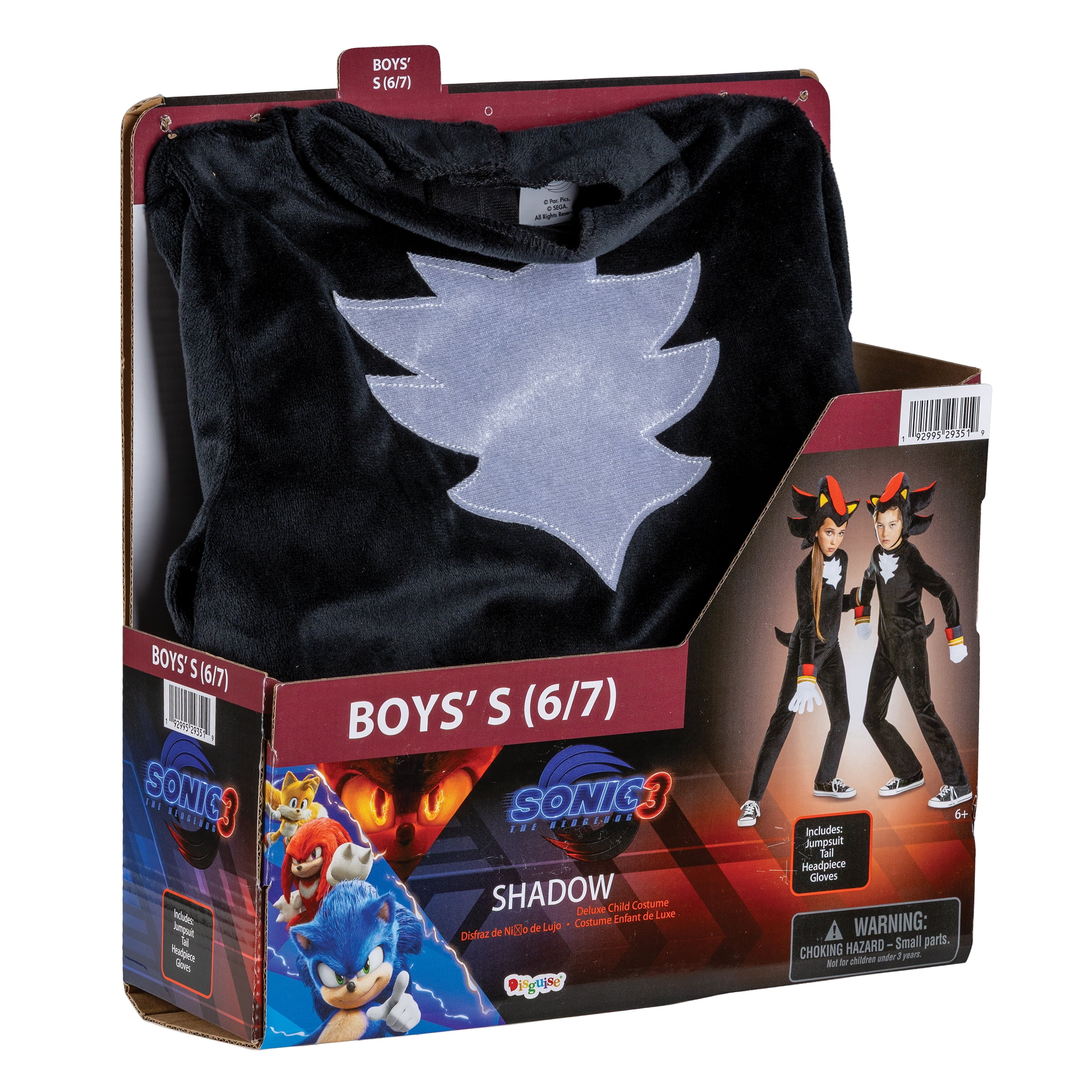 Sega Sonic Movie 3 Shadow Halloween Costume for Children, Boys Size S (6/7), by Disguise