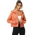 thumbnail image 3 of Women's Pullover Hoodie with Thumb Holes Long Sleeve Solid Zipper Tops for Women With Pocket, 3 of 5