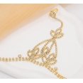 thumbnail image 3 of shiyou-Rhinestone Finger Ring Bracelet Crystal Hand Chain Ring Bracelets for Women, 3 of 4