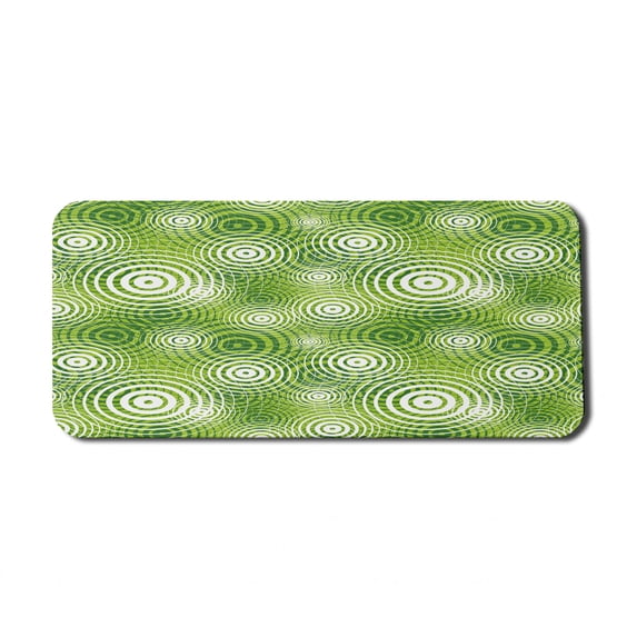 Abstract Computer Mouse Pad, Circular Round Shaped Inner Geometric Eco Wavelength Illustration, Rectangle Non-Slip Rubber Mousepad X-Large, 35" x 15" Gaming Size, Hunter Green White, by Ambesonne