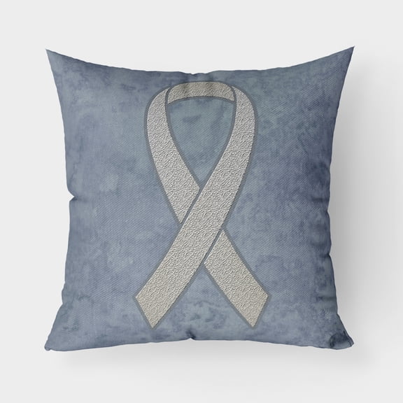 Clear Ribbon for Lung Cancer Awareness Fabric Decorative Pillow
