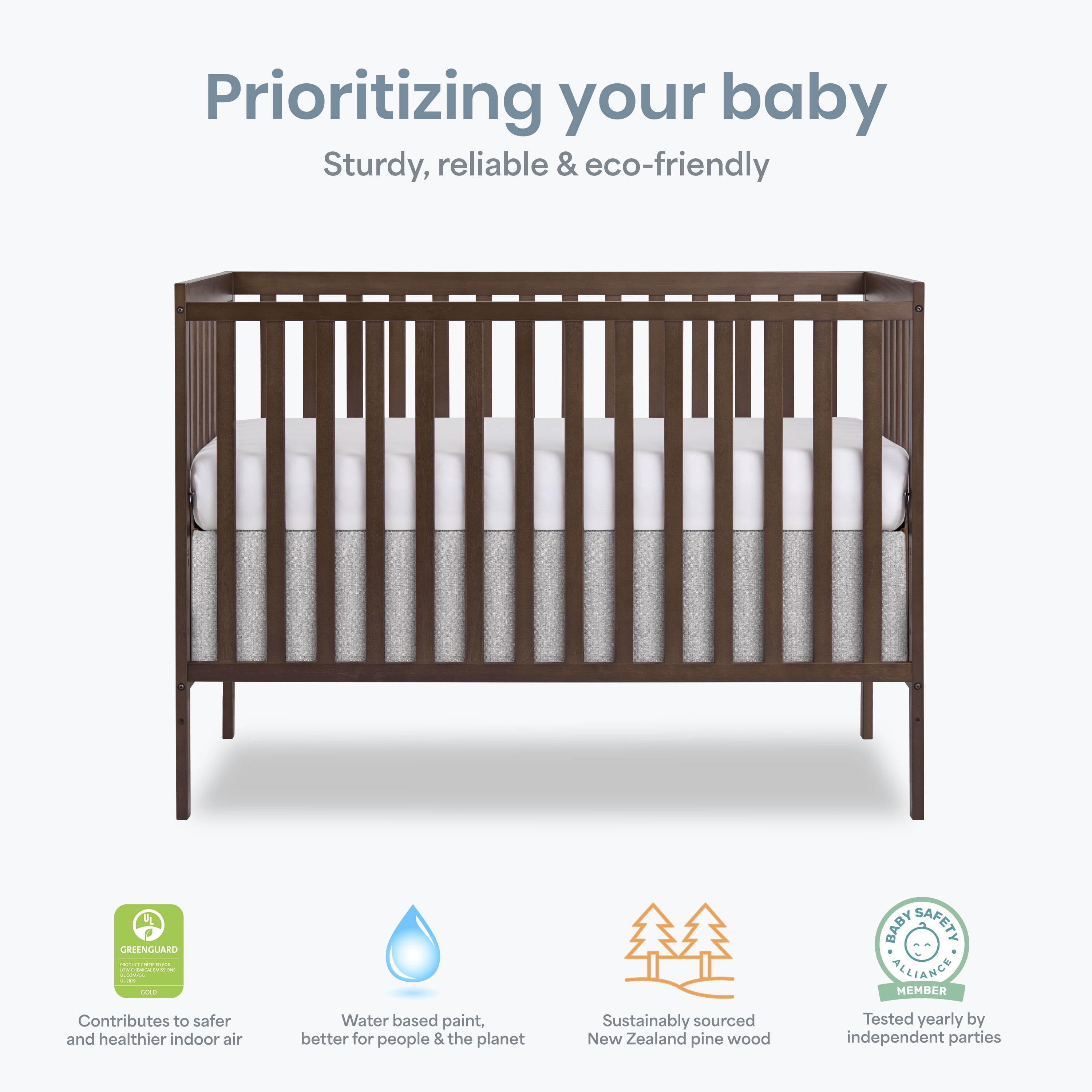 Dream On Me Synergy 5-in-1 Convertible Crib, Greenguard Gold Certified, Smokey Oak