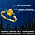 thumbnail image 2 of Gem Stone King 1.84 Ct Oval Yellow Citrine Blue Diamond 18K Yellow Gold Plated Silver Ring, 2 of 6