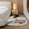 thumbnail image 2 of Small Round Rug 3Ft Washable Non-Slip, Spring Circle Area Rugs for Living Room Bedroom, Farmhouse Retro Truck Botanical Rose Butterfly Indoor Floor Mats Carpet Runner for Home Decor, 2 of 8