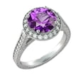 thumbnail image 5 of Amethyst 2.10 ctw Ring with Diamonds 14K White Gold Halo Filigree With Accents, 5 of 7