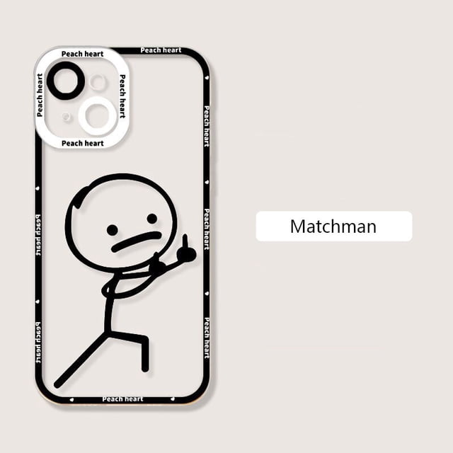 Funda de teléfono con patrón de Matchman de dibujos animados para iPhone 13, 12, 11 Pro Max, X, XR, XS Max, 14 Pro, 7, 8 Plus, Mini funda trasera suave transparente Fivean unisex