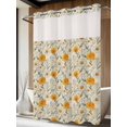 thumbnail image 2 of No Hook Shower Curtain with Snap-in Liner, Spring Daisy Waterproof Fabric Bathroom Curtains, Country Vintage Yellow White Floral Leaf Bath Curtains & Mesh Top Window Stall 48"x72", 2 of 9