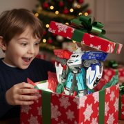 Three-in-One Transforming Robot Train Set High-Speed Rail Toy with Combination Feature Red Blue Color Scheme for 5-8 Years Action Play