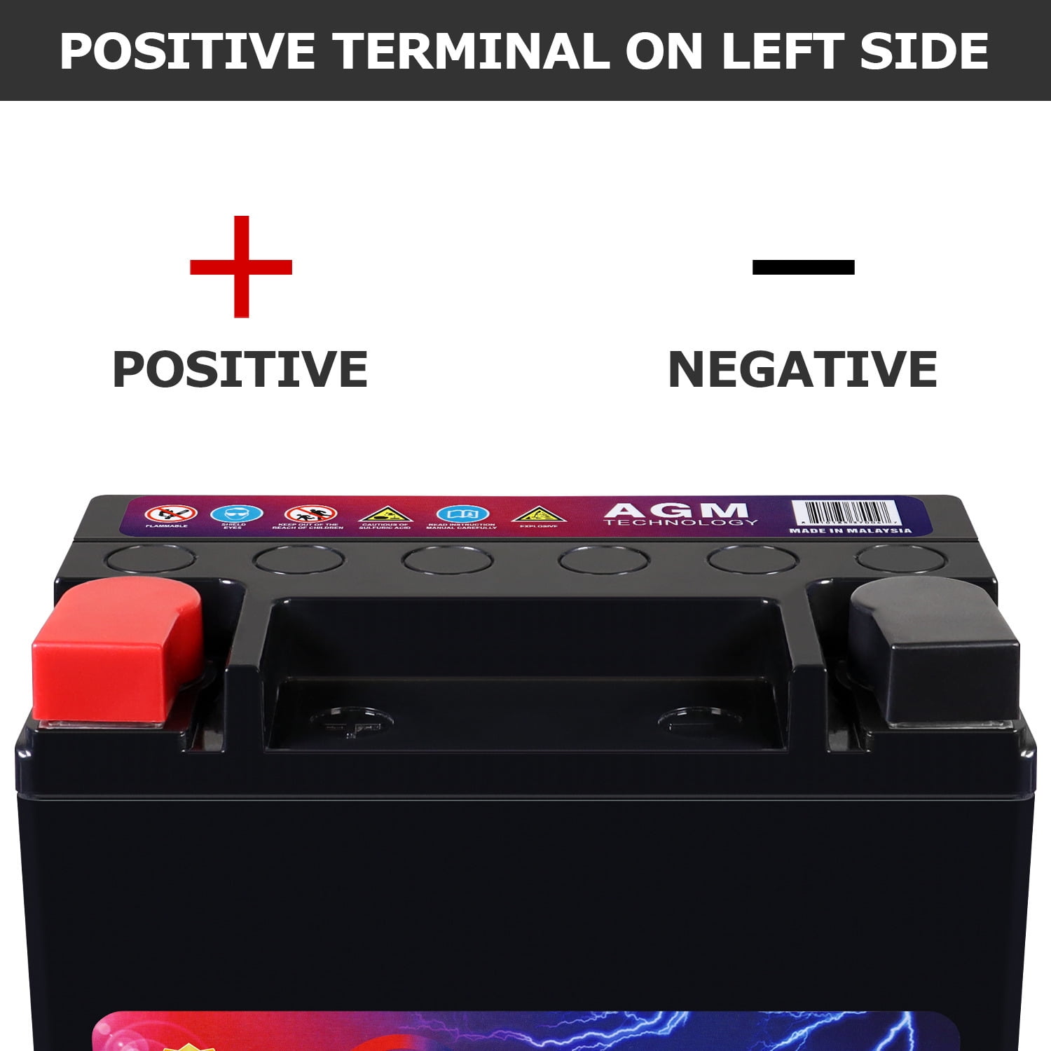 MM-AUX12 Auxiliary Battery 12V 12Ah, 20RC, 200 CCA Rechargeable AGM Car Battery