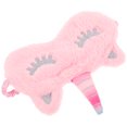 thumbnail image 2 of Pink Plush Fluffy Eye Masks Unicorn Design Sleep Eyeshade Lightweight Comfortable Night Blindfold for Sleeping Travel Work Naps, 2 of 5