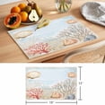 thumbnail image 6 of Blue Red Coastal Placemats Set of 8 Nautical Beach Summer Coral Shell Place Mats Indoor Wipeable Table Mats Washable Cloth Dining Table Placemats for Kitchen Holiday Party Home Decor 13x19 Inch, 6 of 9