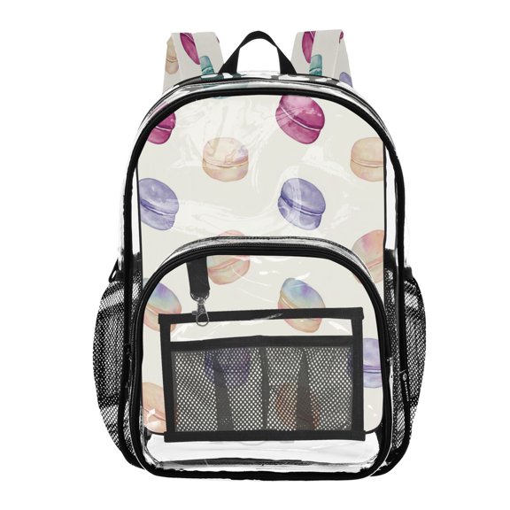 PVC Transparent Backpacks Clear Backpack for Travel and Outings Macaron Pattern