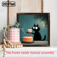 thumbnail image 6 of 2D Flat, 1pc, Art Decor Style, Whimsical Black Cat Enjoying Cake Art Wooden Sign 8x8 Inch, with Framed Cat Wall Hanging Decorative Sign for Home Cafe, Decorative plague, Perfect Festive Gift For H, 6 of 9