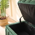thumbnail image 3 of 49.21" Wide Green Velvet Bench with Storage Function for Bedroom Entryway Cozy Seating Quick Setup, 3 of 5