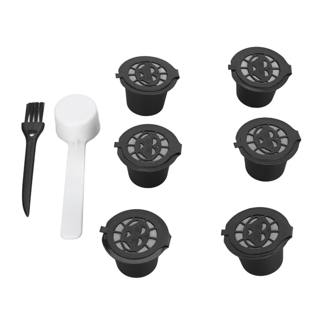 Filtro De Café Reutilizable, Cápsulas De Café Reutilizables Ligeras De 6 Piezas Con Cepillo De Cuchara Para El Hogar