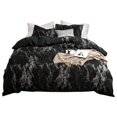 thumbnail image 1 of Juego de 3 uds de funda de edredón cómoda, funda de almohada, juego de cama de mármol, tamaño Queen AU (negro), 1 of 8