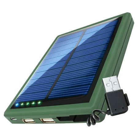 5000mAh Solar Power Bank Phone Charger with Emergency Backup Solar Panel by ReVIVE - Dual USB Port Portable External Battery Pack For Charging Phones, Bluetooth Headphones, Wearables, & (Best Wind Up Phone Charger)