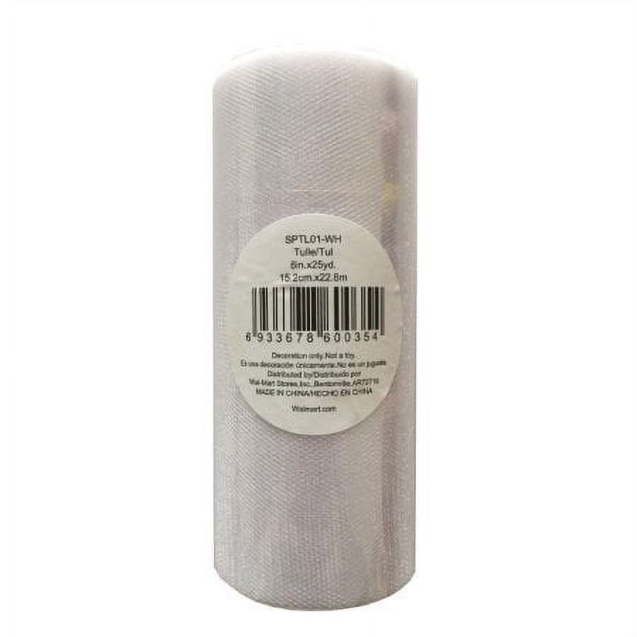 Fuzhou 6" White Sparkle Tulle, 25 Yards, 100% Polyester by the Bolt