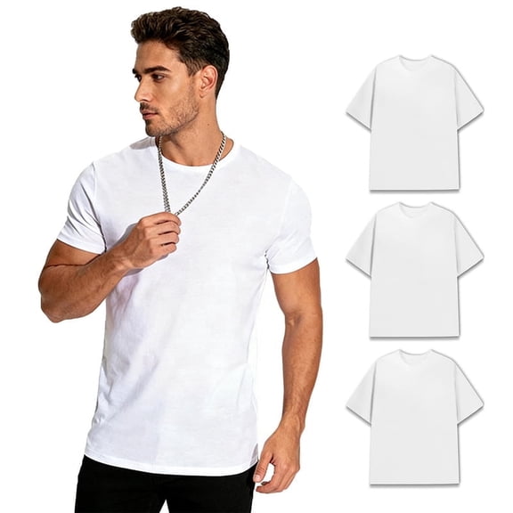 Men’s 100% Cotton T-Shirt, Crew Neck Solid Basic Tee, Heavyweight 180 GSM Soft Durable Shirt, S–3XL, 3 Pack