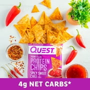 (4 pack) Quest Nutrition Tortilla Style Protein Chips, 19g Protein, Spicy Sweet Chili Flavor, Baked, Single 1.1oz Bag
