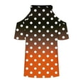 thumbnail image 5 of Cavosen V Neck Shirts for Women Summer Short Cold Shoulder Sleeve Pullover Tops Gradient Polka Dots Shirts Fashion T Shirt Blouses Tees Casual Holiday Regular Fit Orange 2XL, 5 of 5