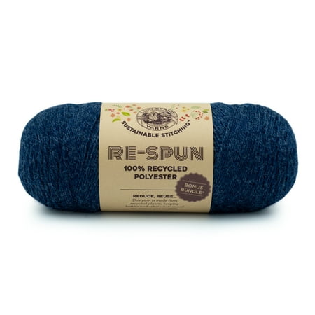 UPC: 0842093129998 | Lion Brand Yarn Re-Spun Bonus Bundle Deep Denim Medium Recycled Polyester Blue Yarn 1 Pack