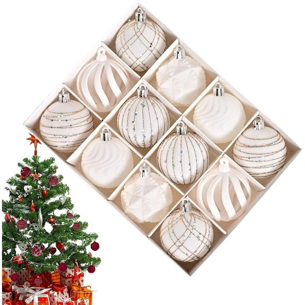 Adornos navideños, regalos navideños, 12 bolas navideñas de terciopelo de 2,3 pulgadas, rojas y verdes, bolas navideñas flocadas, irrompibles, decorativas, colgantes para árboles.