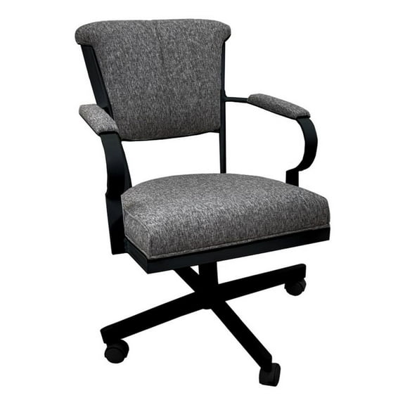 Tobias Designs Swivel Fabric & Metal Caster Dining Chair Miami in Gray/Black